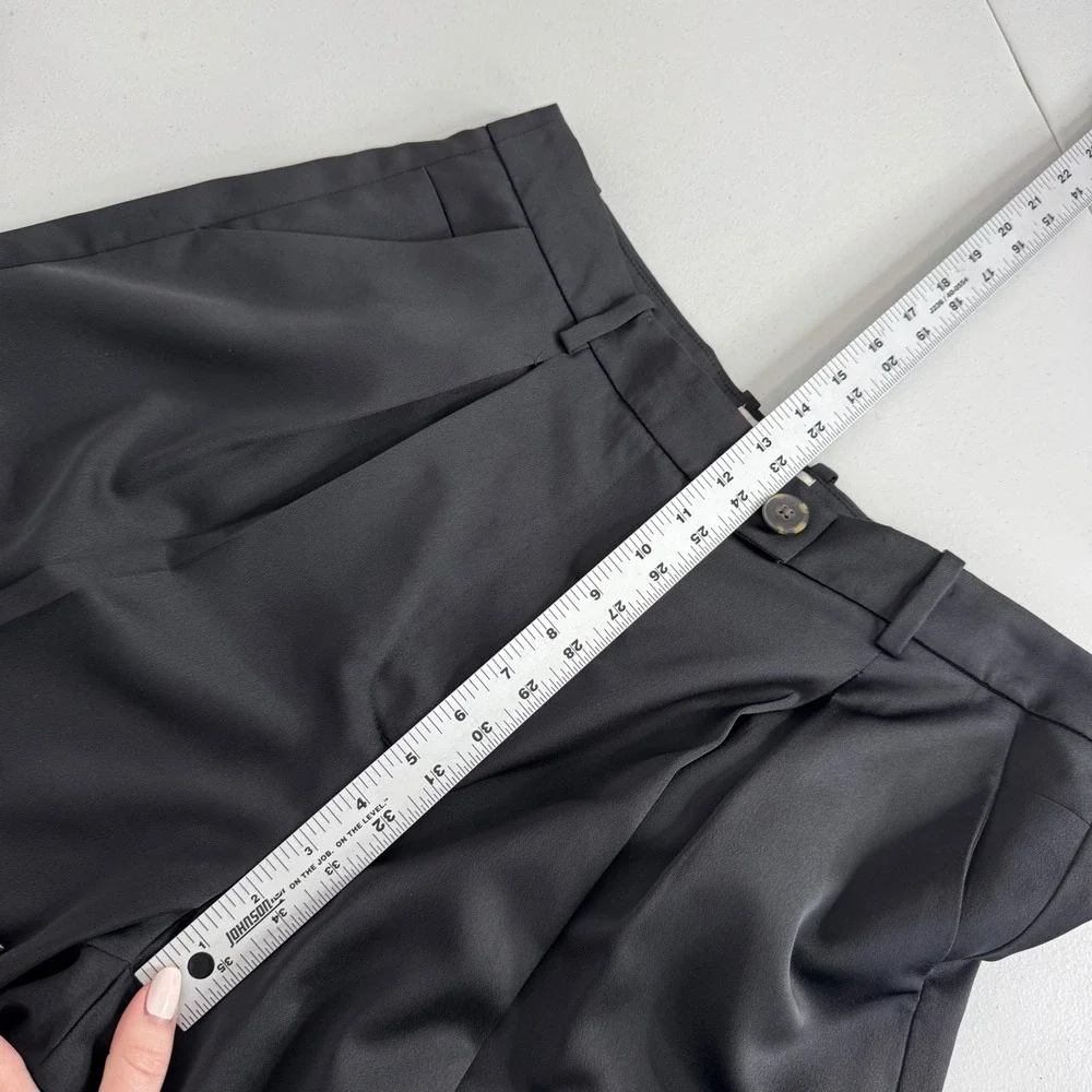 J.Crew Collection High Rise Wide‎ Leg Satin Crepe Pants Womens 12 Black Trousers